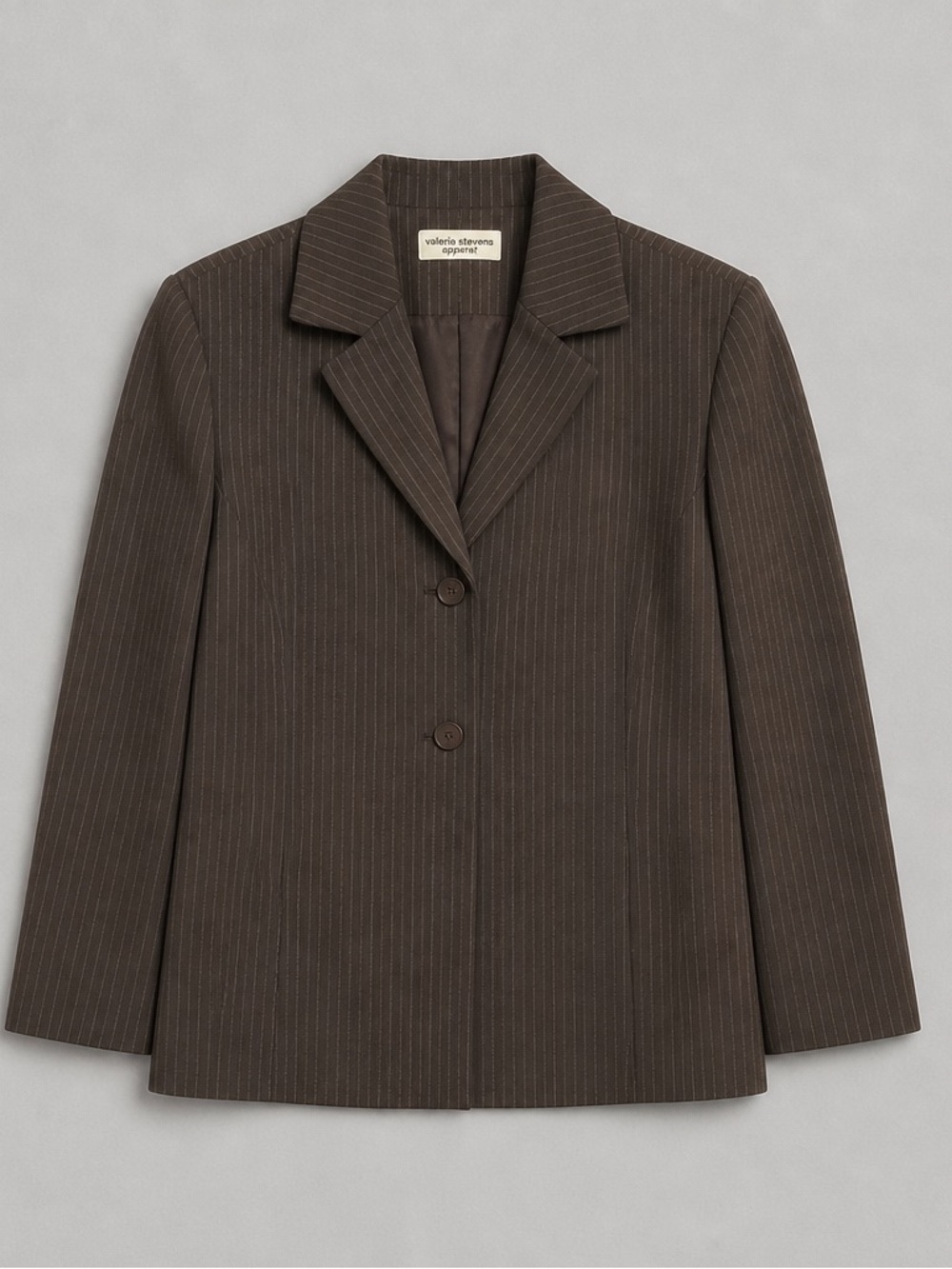 Valerie Stevens Brown Pinstripe Single-Breasted Blazer - Picture 1 of 3